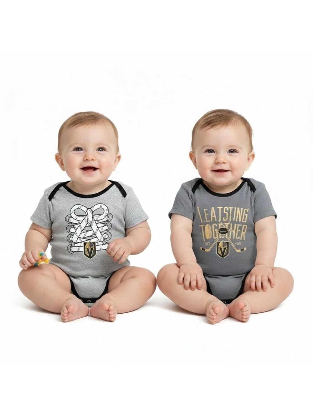 Bundle of 2 NHL Vegas Golden Knights Baby One-Pieces Bodysuits 12M Gray